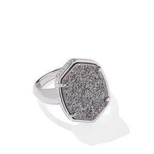 Kendra Scott Daphne Silver Statement Ring in Platinum Drusy - Size 9